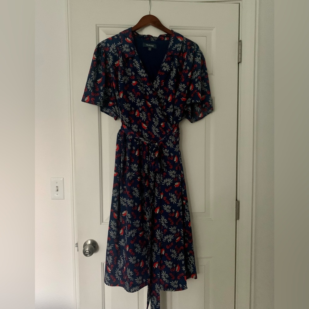Modcloth Tied And Timeless Bird Print Wrap Dress